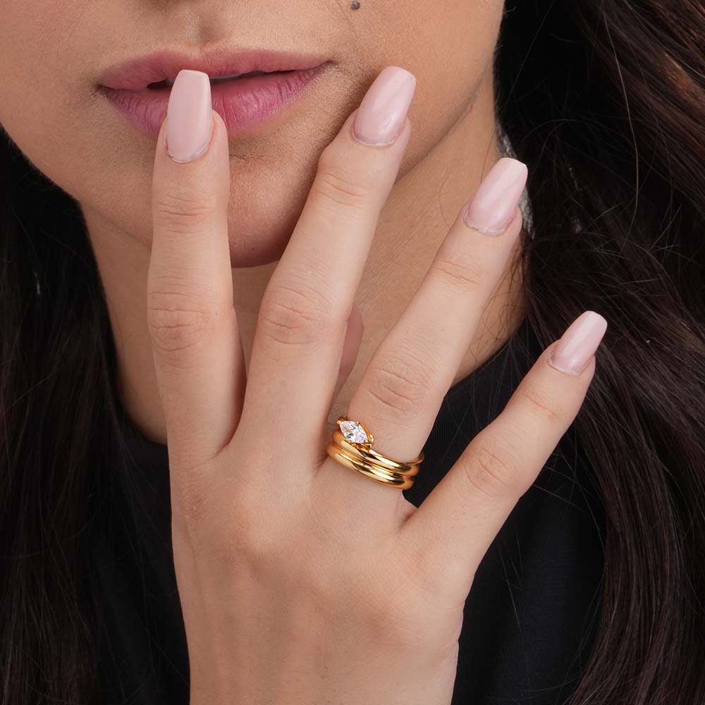Solitaire Zirconia Gold Ring