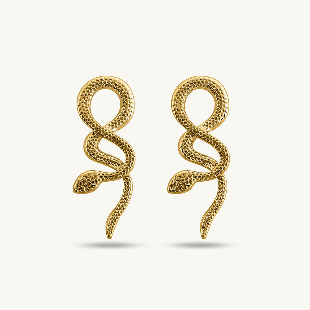Gold Snake Drop Earrings