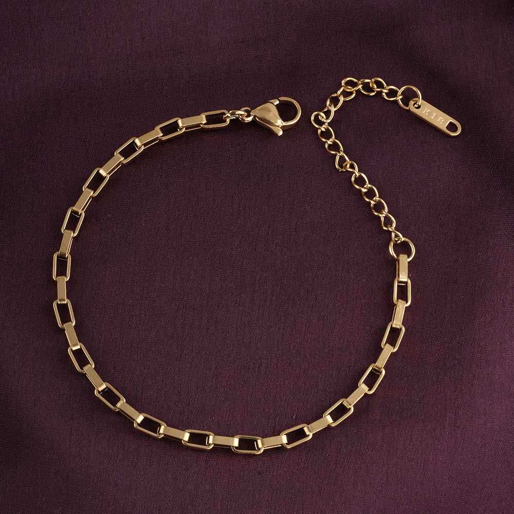 Gold Rectangular Link Bracelet