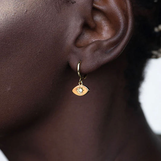 Medium Iris Star Hoop Earrings