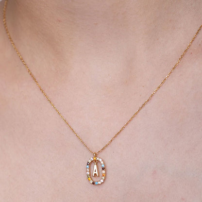 Colourful Stones Initial Necklace- 18k Gold Vermeil
