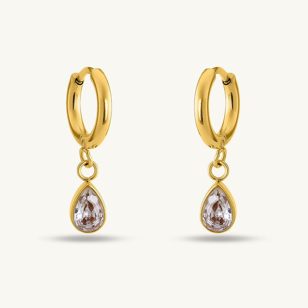 Solitaire Drop Hoop Earrings