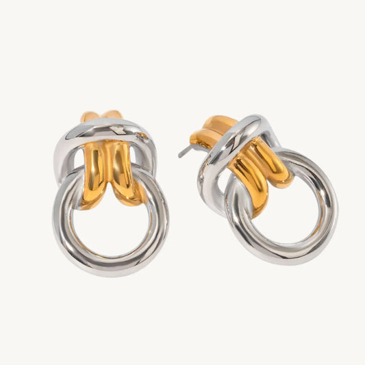 Knotted Gold Multicolored Stud Earring