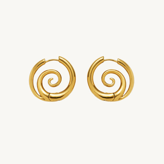 Spiral Serenity Gold Hoops Earrings