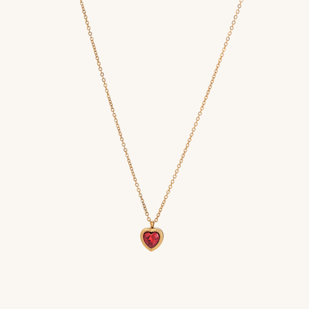 Red Emerald Heart Pendant Necklace