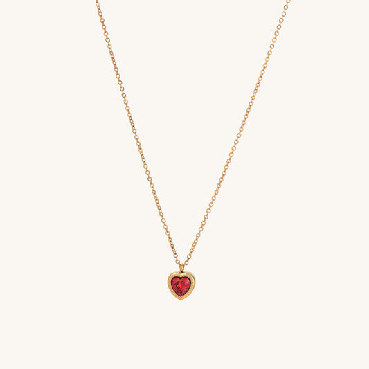 Red Emerald Heart Pendant Necklace