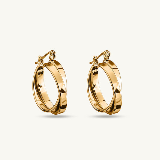 Minimalist double Layered Gold Hoops