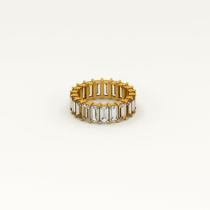 Radiant White Stone Band Ring