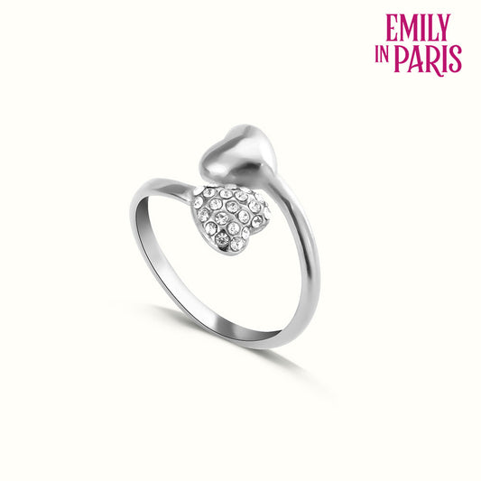 Silver Stone Studded Heart Shaped Ring