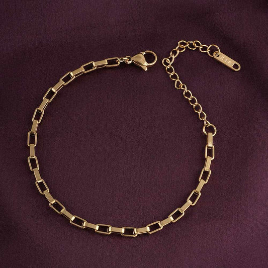 Gold Rectangular Link Bracelet