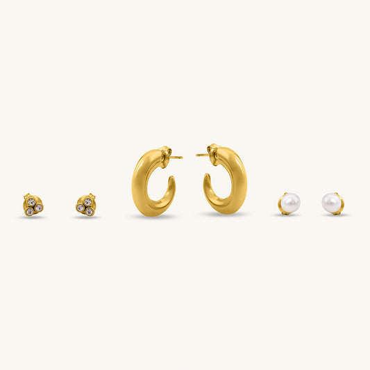 Minimalist Gold Earrings Set