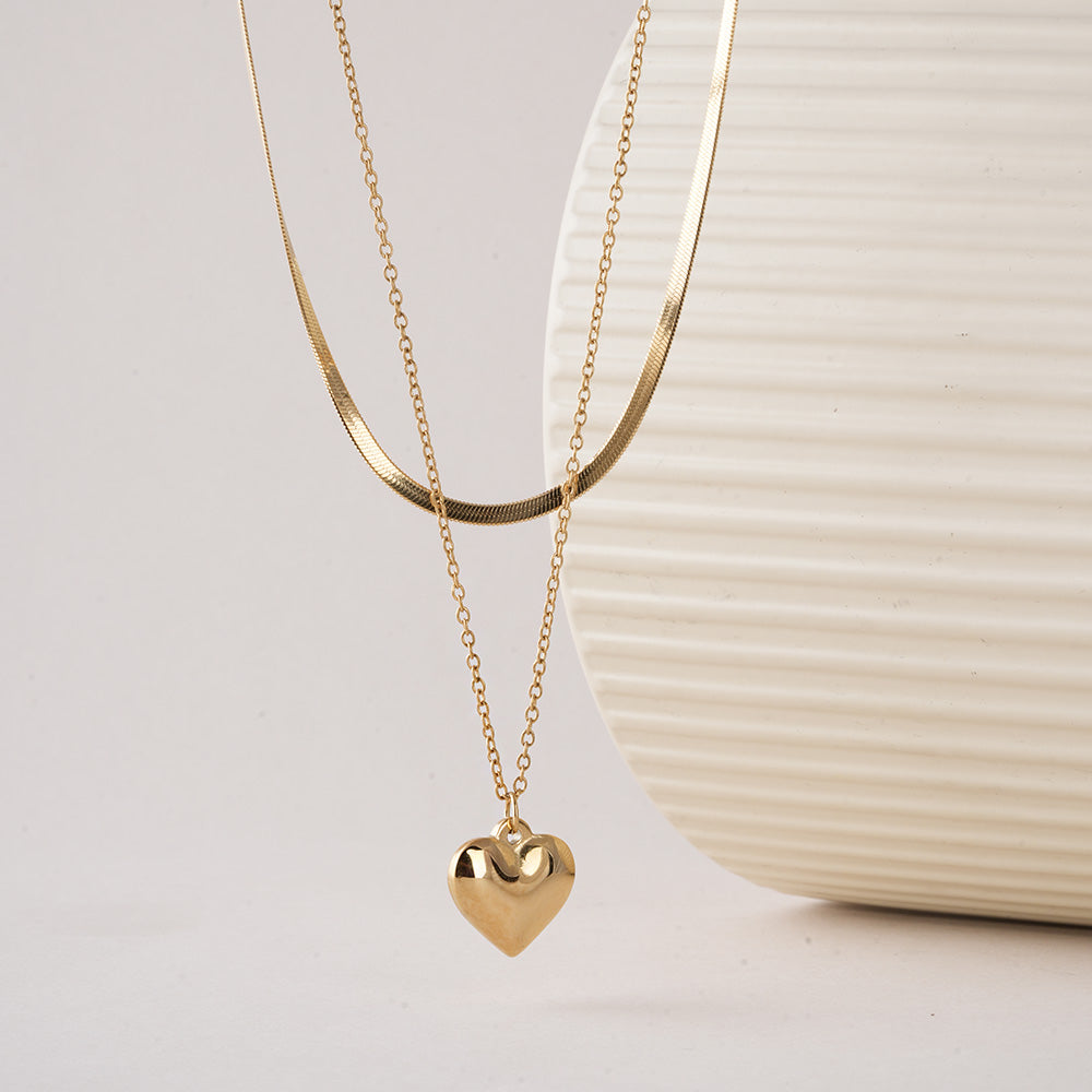Layered Heart Gold Necklace