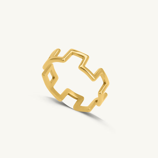 Gold Slit Adjustable Ring