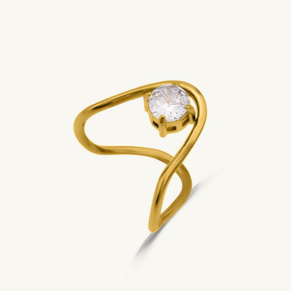 Trendy Curve Diamond Ring (Size-6)